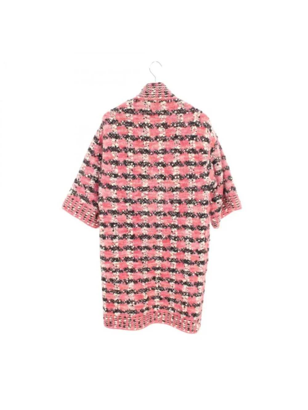 Chanel Cardigan CC Logo Button Pink Wool Long
